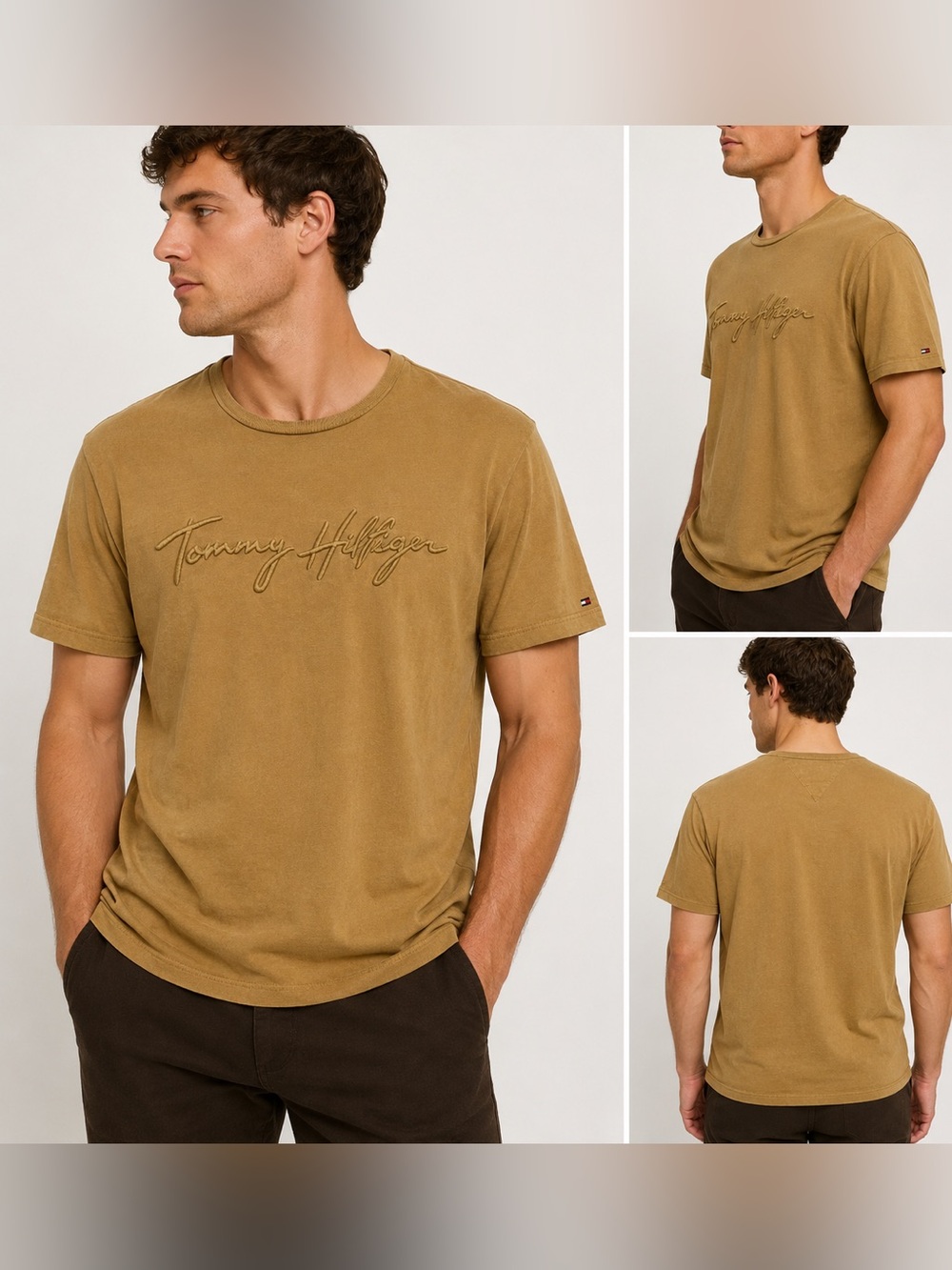 Tommy Hilfiger embroidered gold/brown Tee-Shirt  size large
